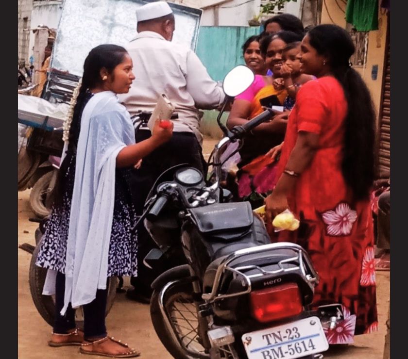 Cividep's field staff interact with leather workers in Tamil Nadu